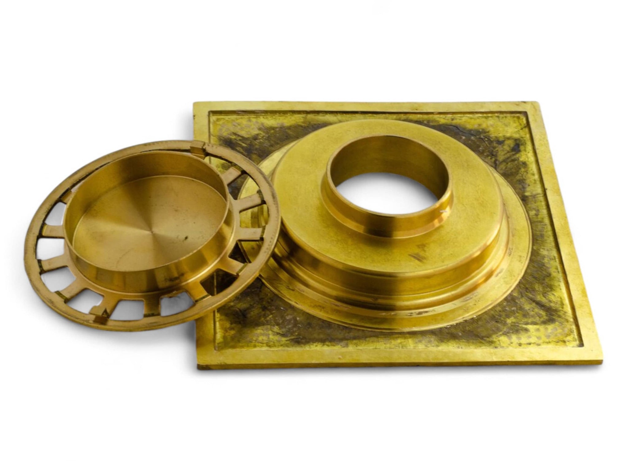 Hammered Solid Brass Floor Drain Cover - Elegant Square Shower Drain Soukdecor