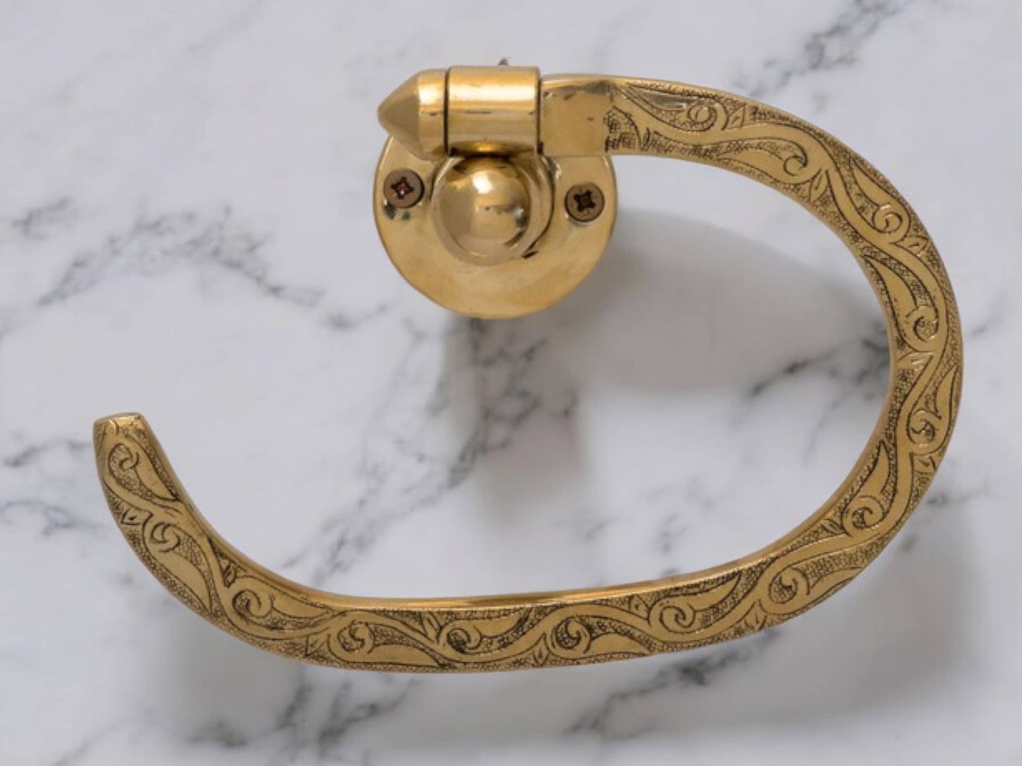 Handcrafted Unlacquered Brass Towel Holder - Wall Mount Towel Hook and Hanger Soukdecor