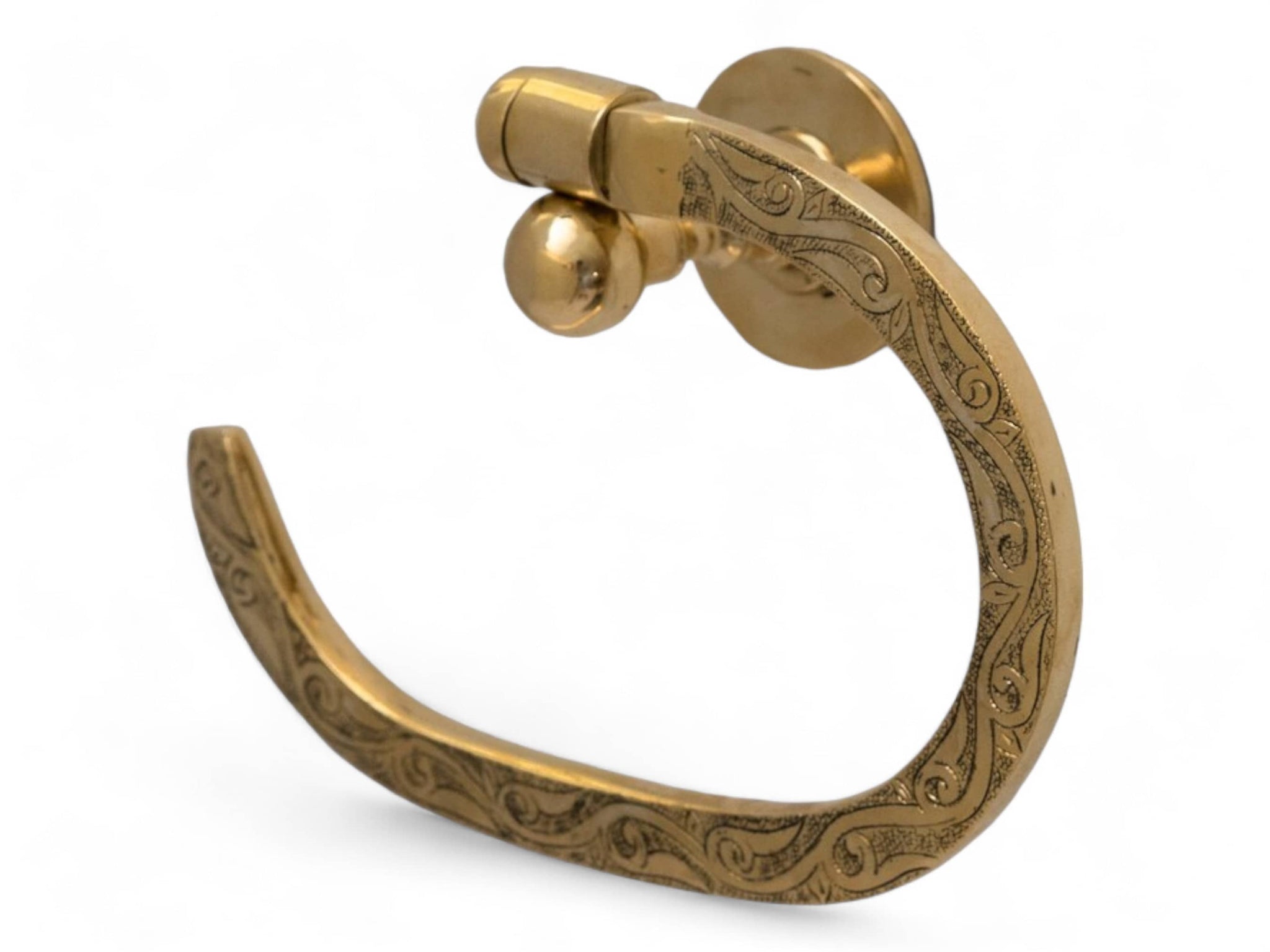 Handcrafted Unlacquered Brass Towel Holder - Wall Mount Towel Hook and Hanger Soukdecor