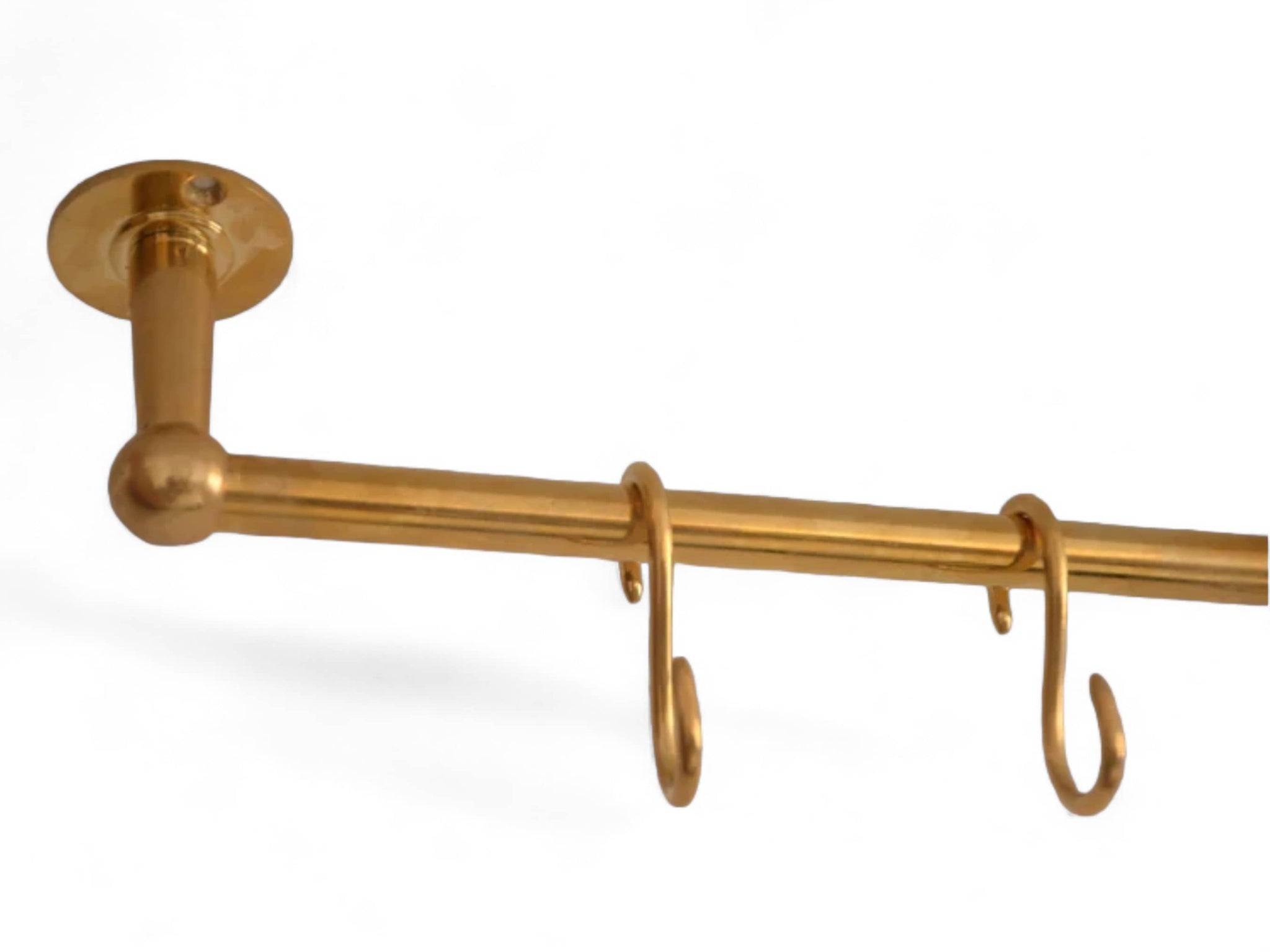 Unlacquered Brass Pot Rail with Hooks - Elegant Kitchen Pot Rack & Hangers Soukdecor