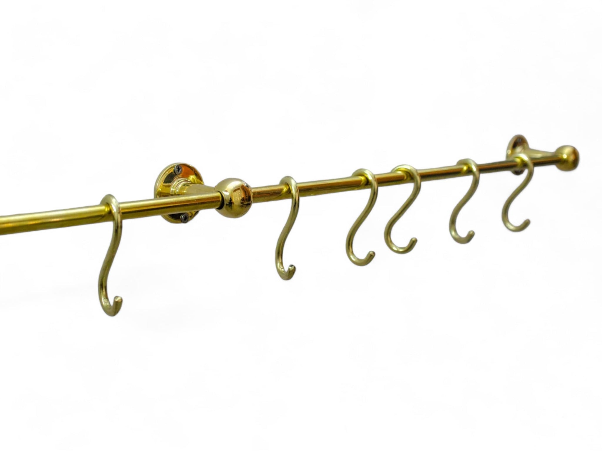 Elegant Unlacquered Brass Pot Rail with Hooks - Stylish Kitchen Storage Solution Soukdecor