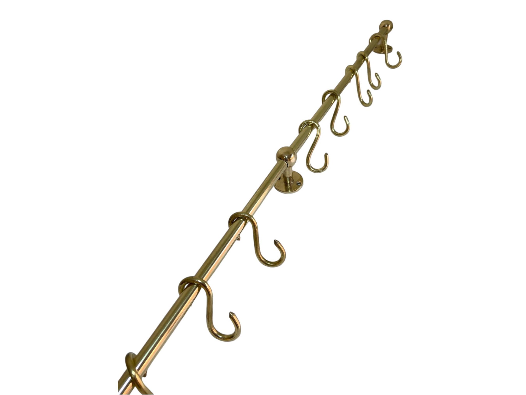 Elegant Unlacquered Brass Pot Rail with Hooks - Stylish Kitchen Storage Solution Soukdecor