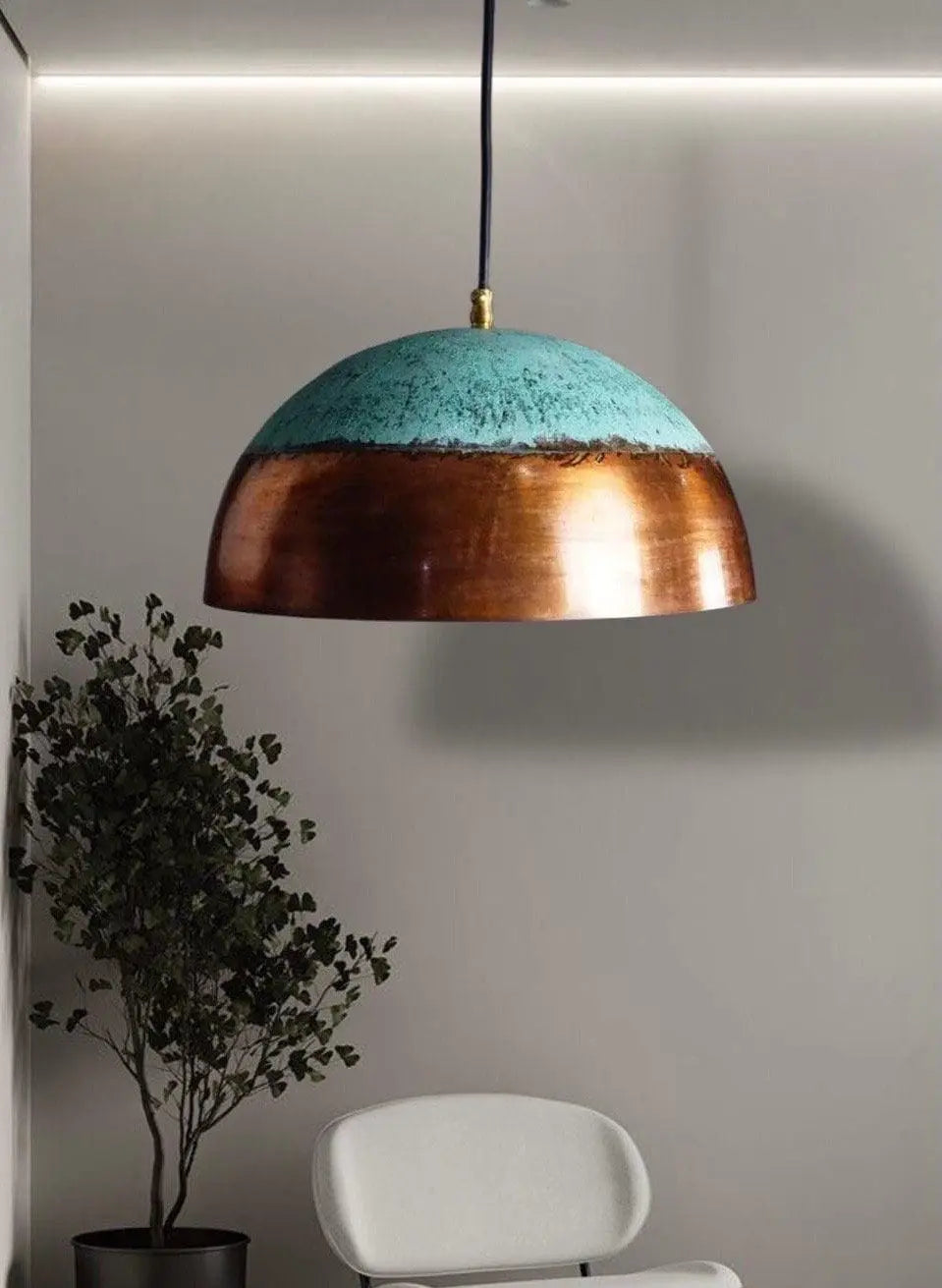 Rustic Copper dome lamp Handmade Dome Ceiling Lamp for Kitchen, Dining Room, Bar, or Restaurant Soukdecor