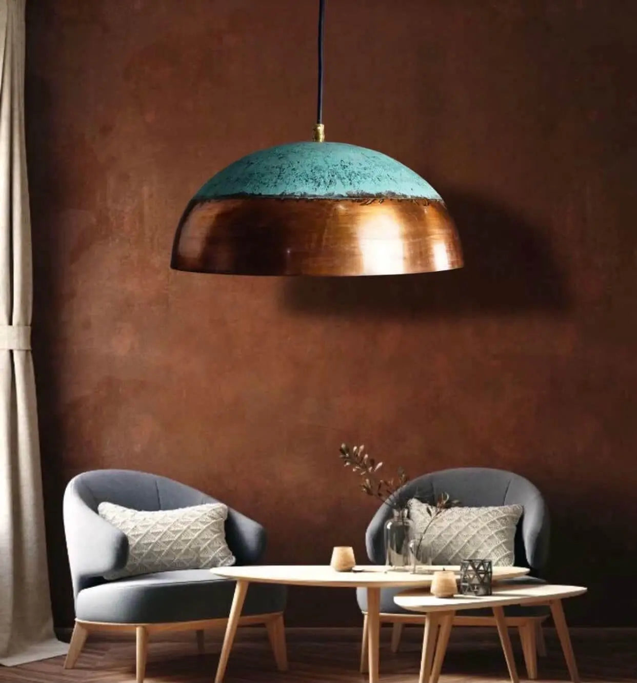 Rustic Copper dome lamp Handmade Dome Ceiling Lamp for Kitchen, Dining Room, Bar, or Restaurant Soukdecor