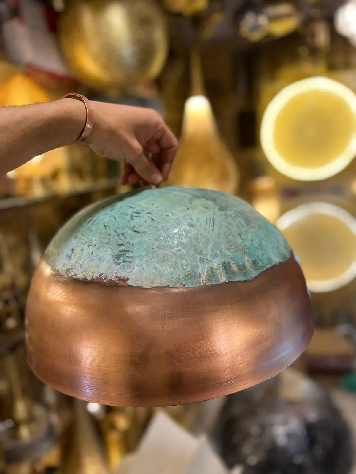 Rustic Copper dome lamp Handmade Dome Ceiling Lamp for Kitchen, Dining Room, Bar, or Restaurant Soukdecor
