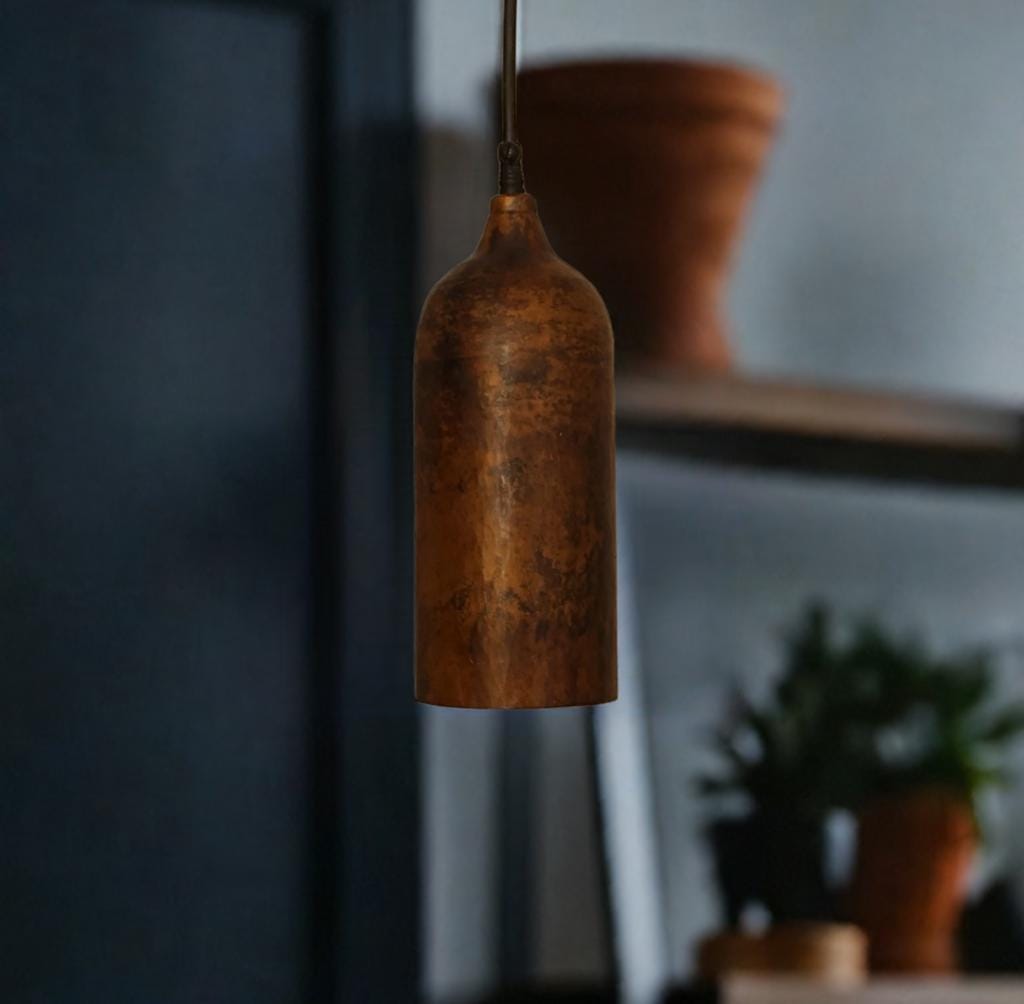 Rustic Antique Copper Farmhouse Pendant Light – Vintage Industrial Kitchen Island Lighting