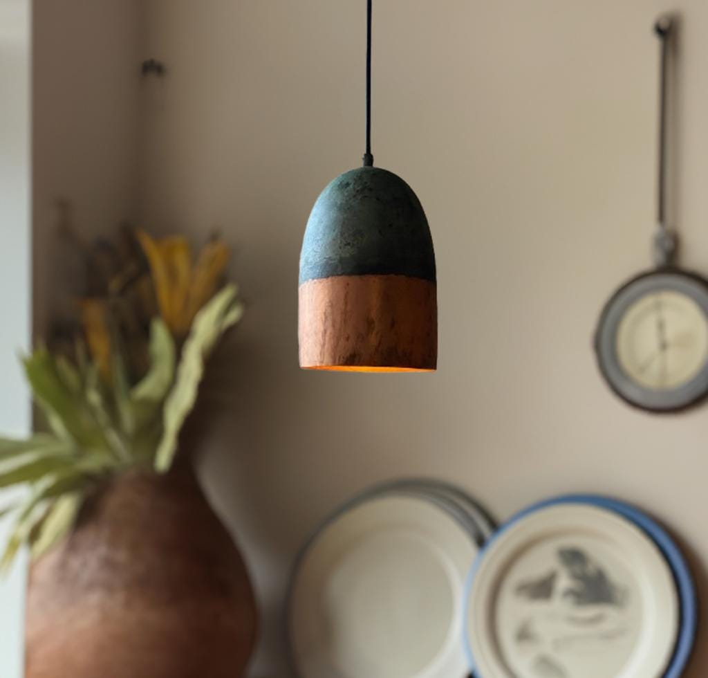 Handcraft Copper Farmhouse Light Fixture – Handmade Rustic Pendant Light for Kitchen Island