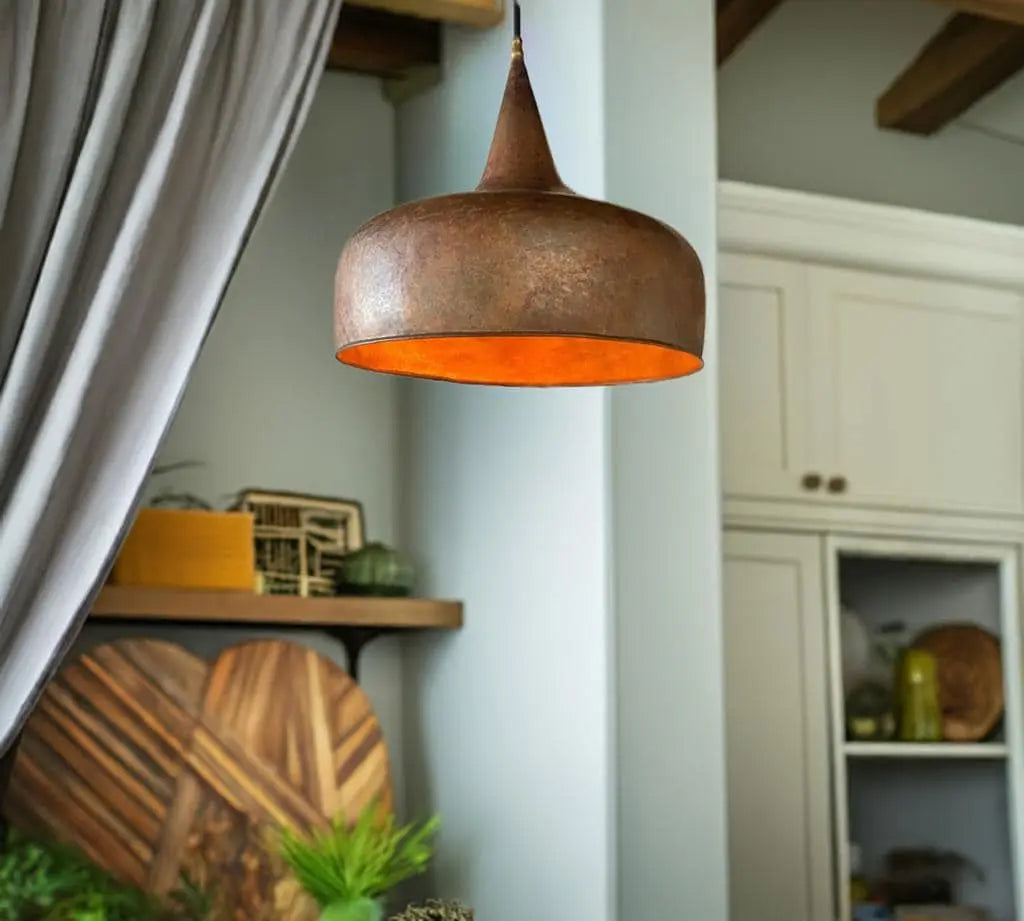 Rustic Antique Handmade Copper Kitchen Island Pendant Light – Vintage Hanging Lamp for Dining Room Soukdecor