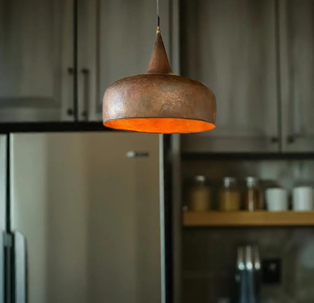 Rustic Antique Handmade Copper Kitchen Island Pendant Light – Vintage Hanging Lamp for Dining Room Soukdecor