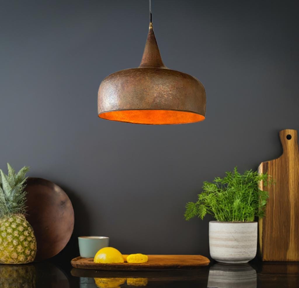 Rustic Antique Handmade Copper Kitchen Island Pendant Light – Vintage Hanging Lamp for Dining Room