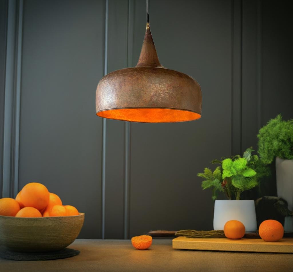 Rustic Antique Handmade Copper Kitchen Island Pendant Light – Vintage Hanging Lamp for Dining Room