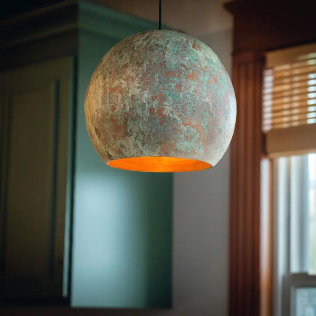 Handmade Copper Rustic Pendant Light – Vintage Industrial Hanging Lamp for Kitchen or Dining Room Soukdecor