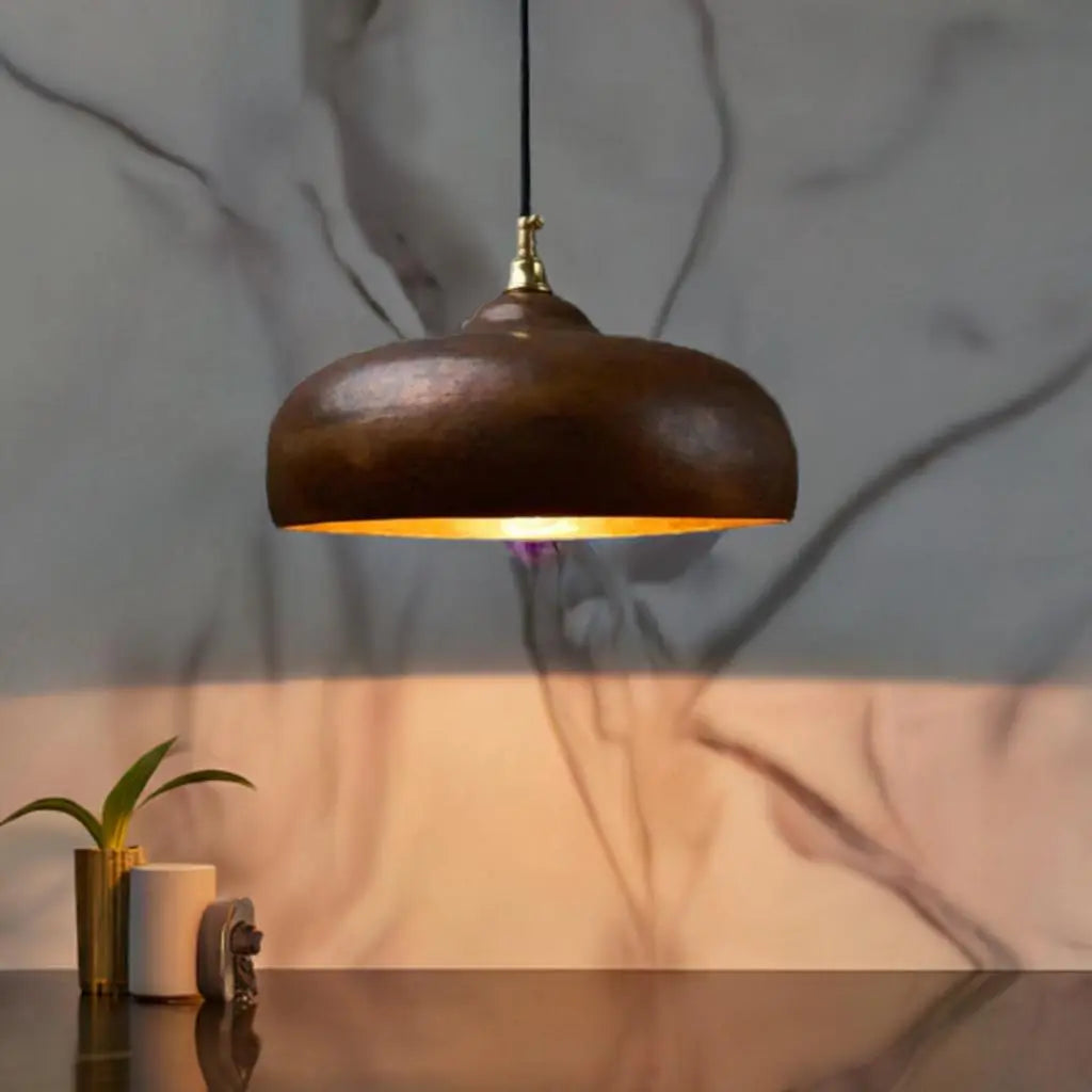 Vintage Rustic Patina Copper Pendant Light – Charming Kitchen Island Ceiling Lamp Soukdecor