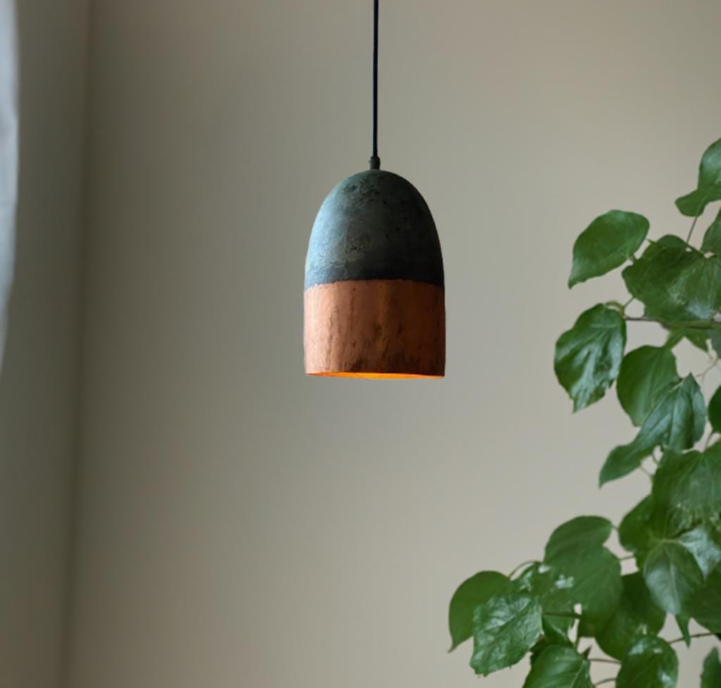 Handcraft Copper Farmhouse Light Fixture – Handmade Rustic Pendant Light for Kitchen Island