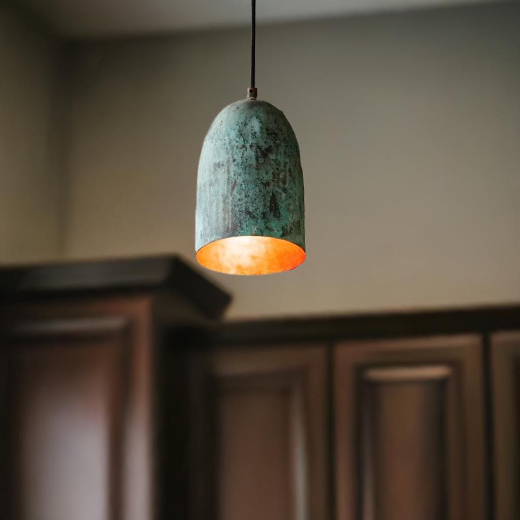 Handmade Copper Farmhouse Pendant Light – Rustic Kitchen Island Hanging Lamp