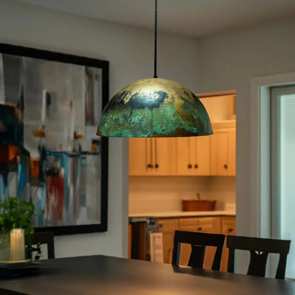 Handcrafted Copper Island Kitchen Pendant Light – Dome Pendant Light Fixture for Rustic Spaces Soukdecor