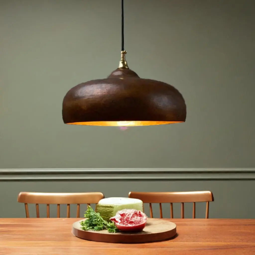 Vintage Rustic Patina Copper Pendant Light – Charming Kitchen Island Ceiling Lamp Soukdecor