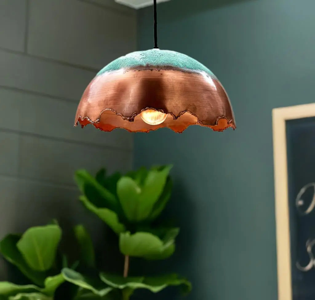 Antique Copper Pendant Light, Rustic Copper Light Fixture, Copper dome lamp Handmade Dome Ceiling Lamp for Kitchen Soukdecor