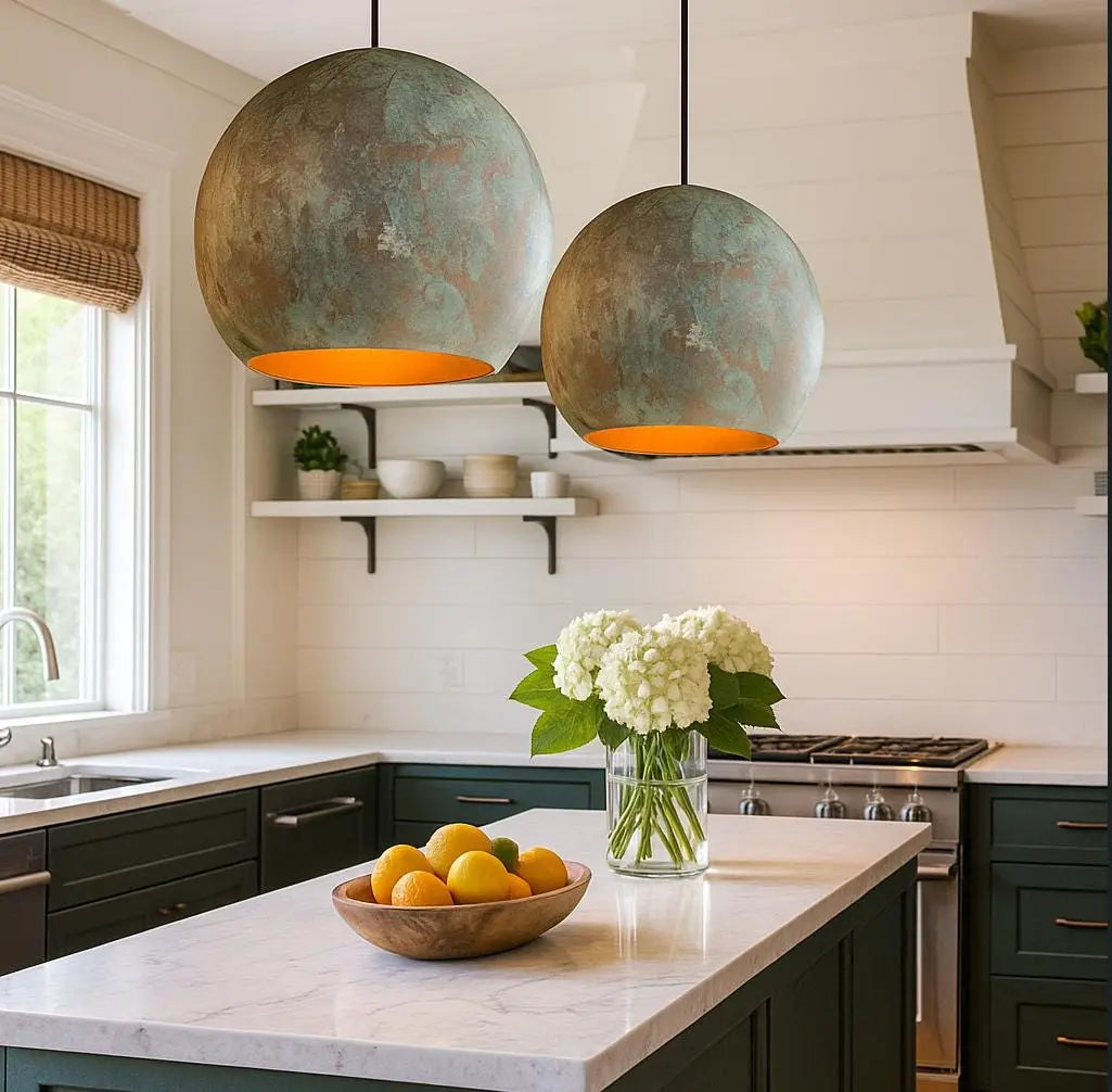 handmade patina copper pendant light hand-hammered and finished Soukdecor