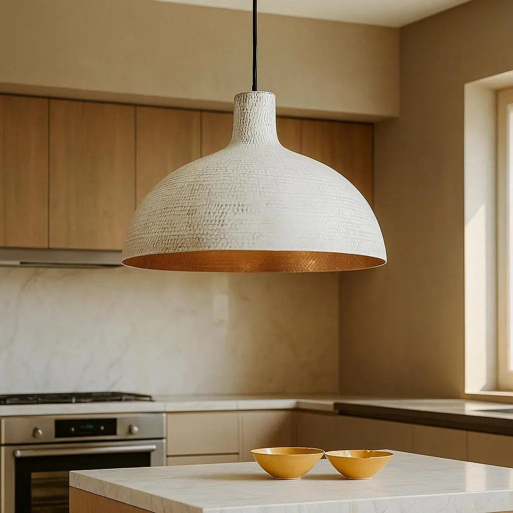 White Hammered Dome Copper Ceiling Light Shades hammered Kitchen Island Lighting , Large white Ceiling light dinning table Soukdecor