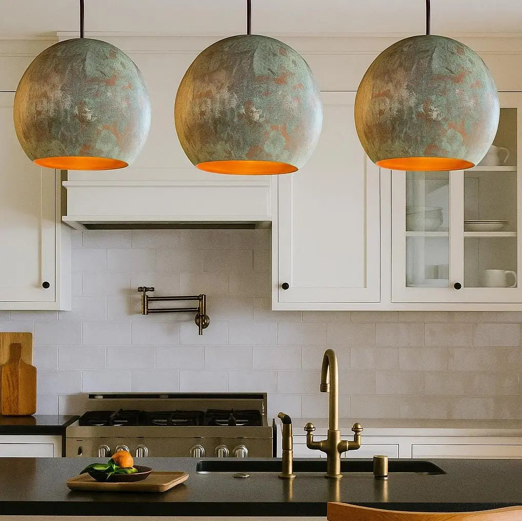 handmade patina copper pendant light hand-hammered and finished Soukdecor