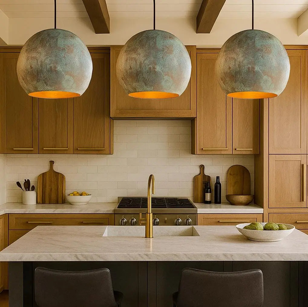 handmade patina copper pendant light hand-hammered and finished Soukdecor