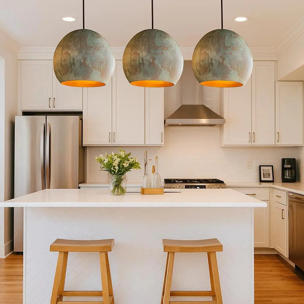 handmade patina copper pendant light hand-hammered and finished Soukdecor