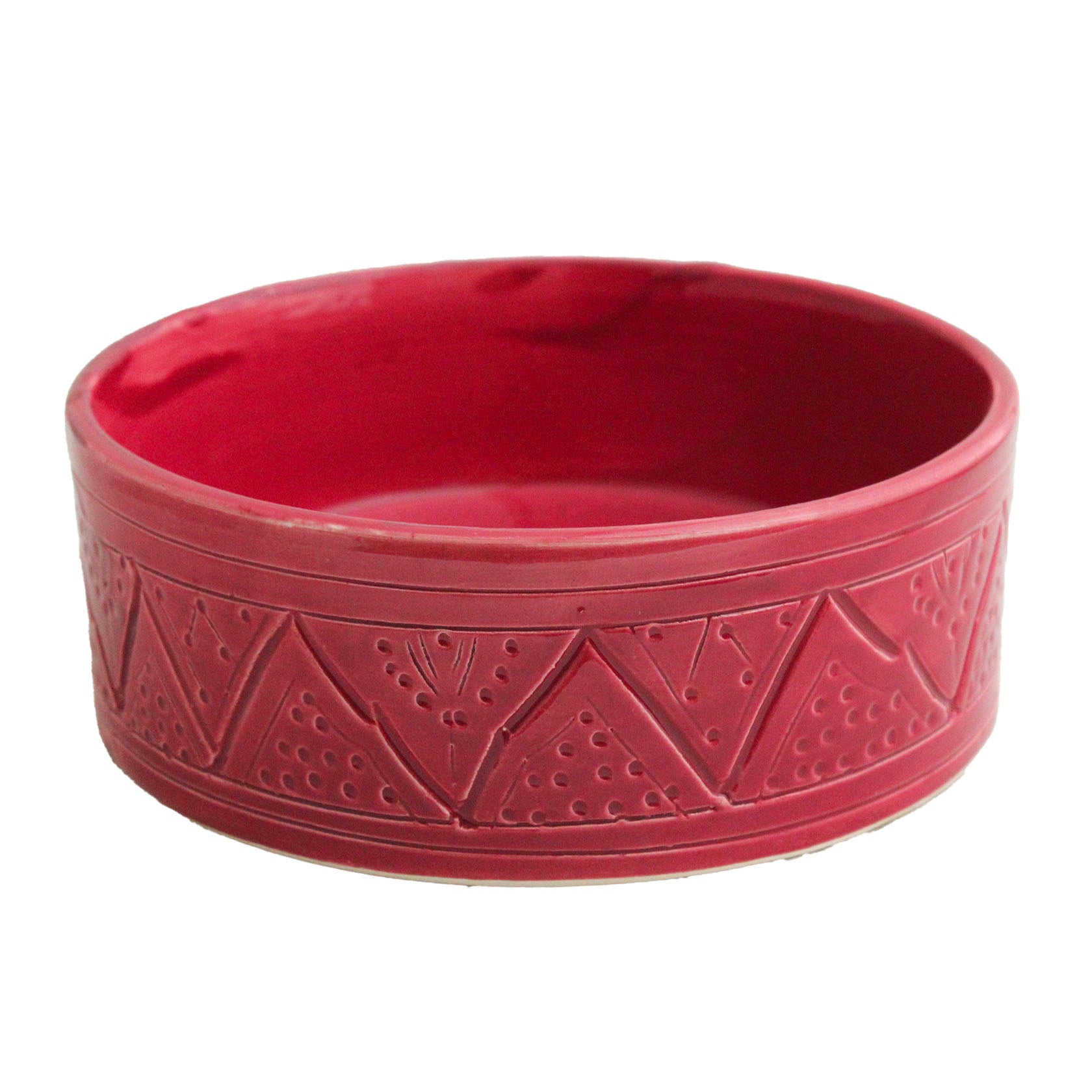 Carmine red engraved salad bowl Soukdecor