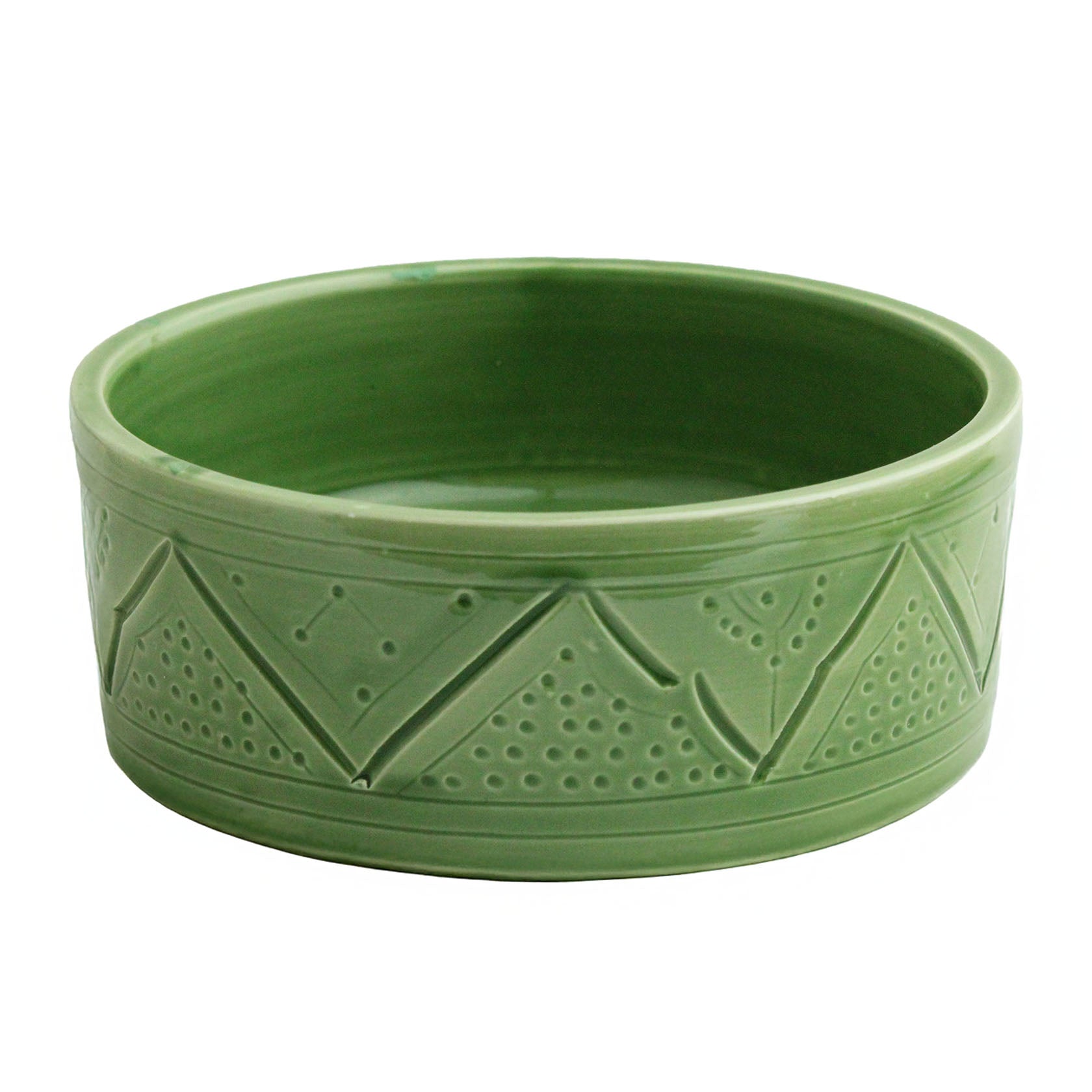 Green Oriental engraved salad bowl Soukdecor