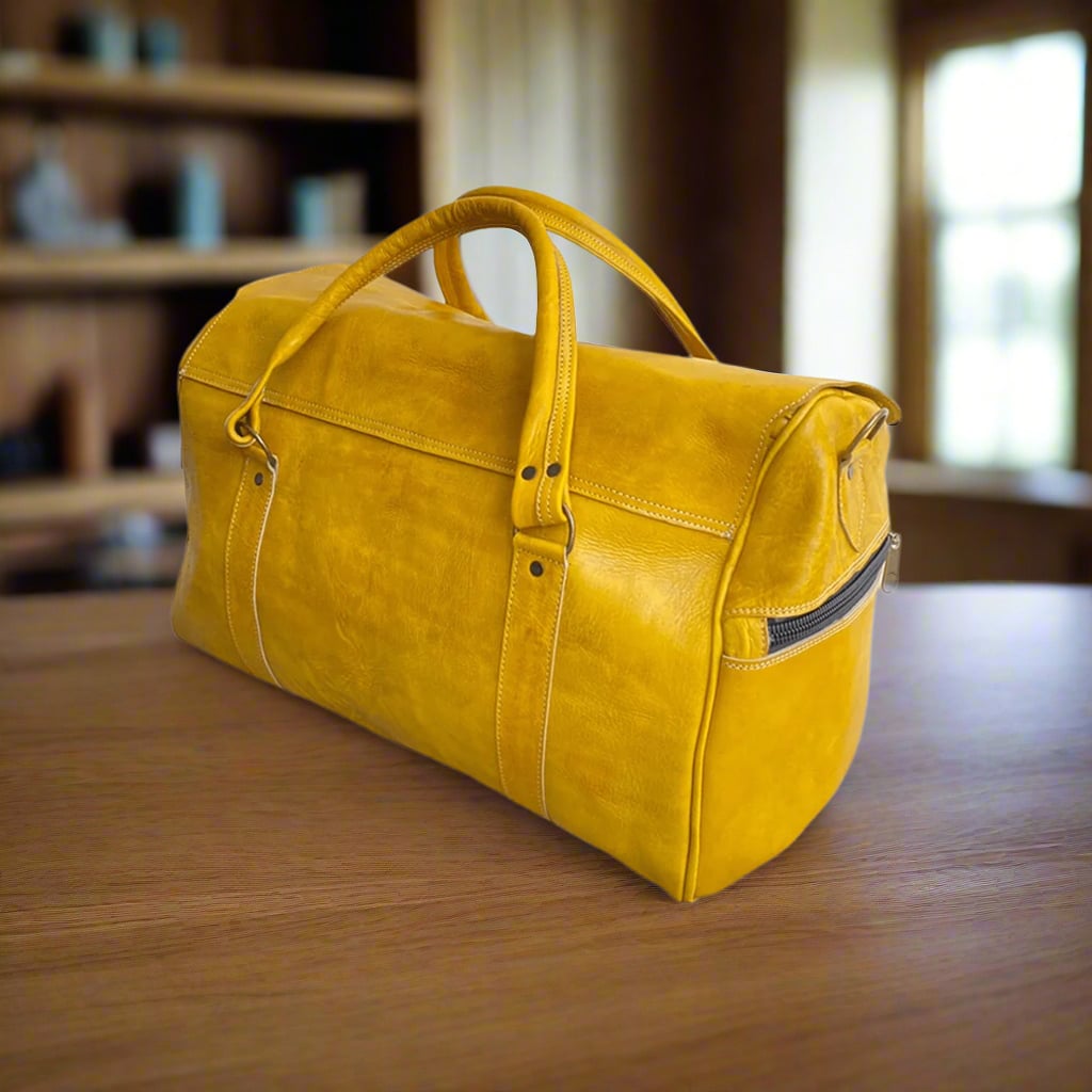 Aslal Leather Weekend Bag Moroccan Interior