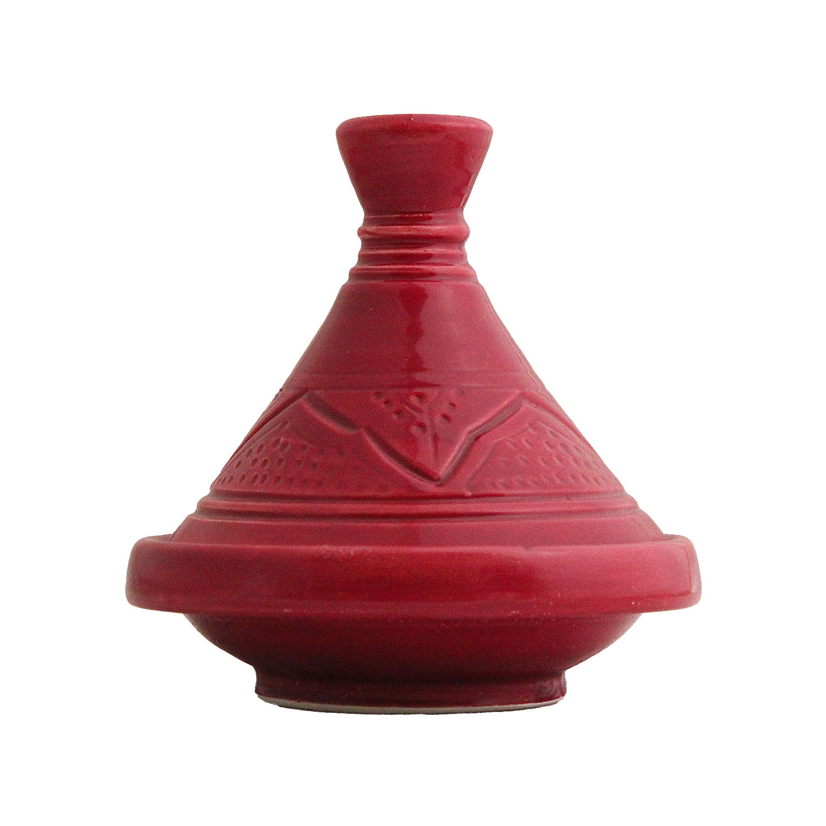 Carmine red engraved tagine Soukdecor