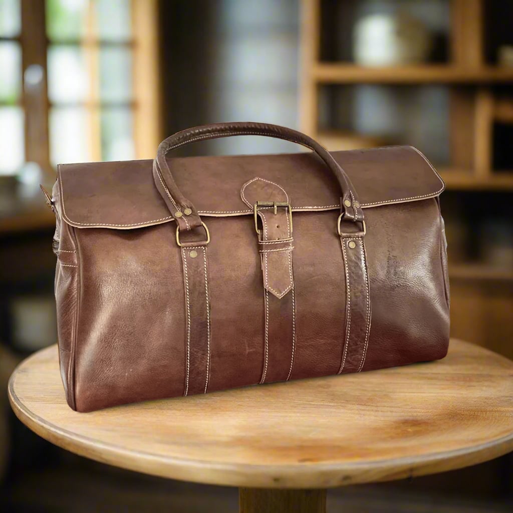 Aslal Leather Weekend Bag Moroccan Interior